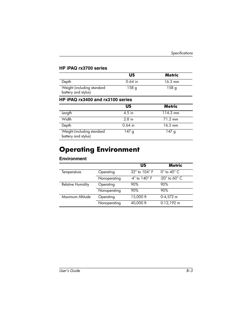 Operating environment | HP rx3000 Series User Manual | Page 301 / 301