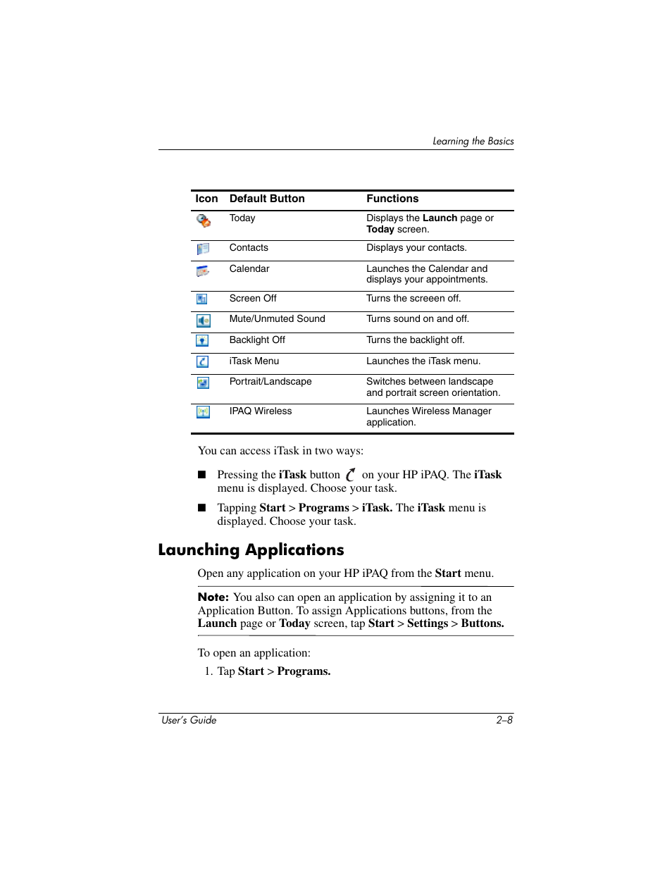 Launching applications, Launching applications –8 | HP rx3000 Series User Manual | Page 33 / 301