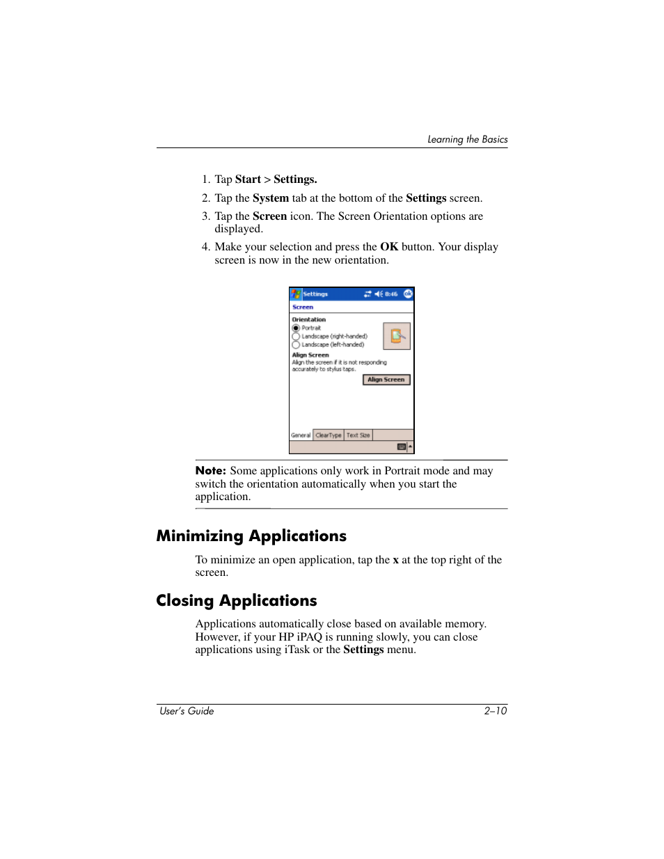 Minimizing applications, Closing applications | HP rx3000 Series User Manual | Page 35 / 301