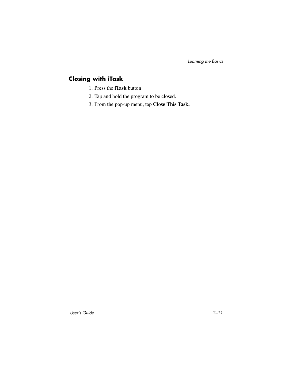 Closing with itask | HP rx3000 Series User Manual | Page 36 / 301