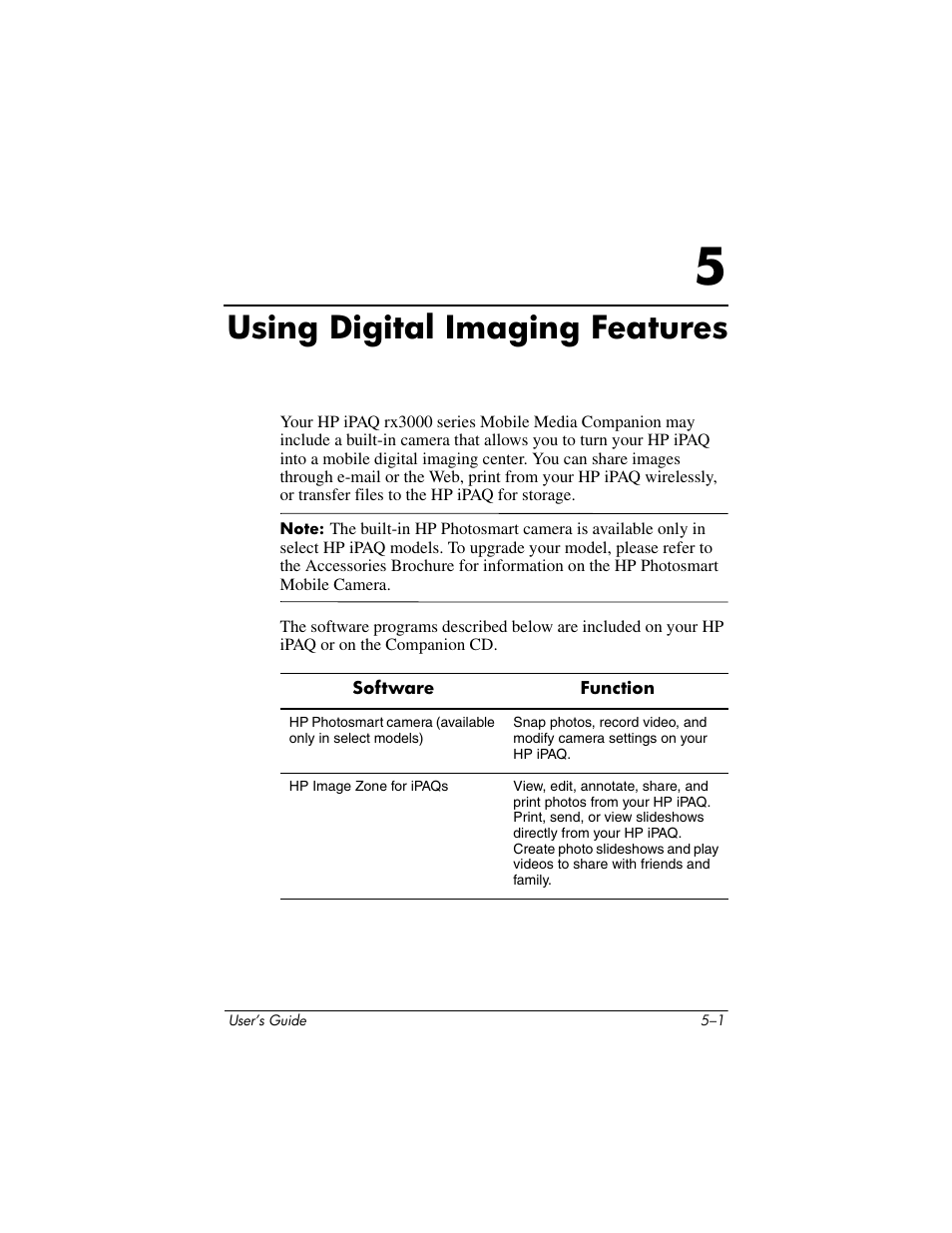 Using digital imaging features, 5 using digital imaging features | HP rx3000 Series User Manual | Page 57 / 301