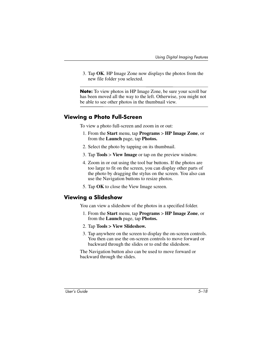 Viewing a photo full-screen, Viewing a slideshow | HP rx3000 Series User Manual | Page 74 / 301