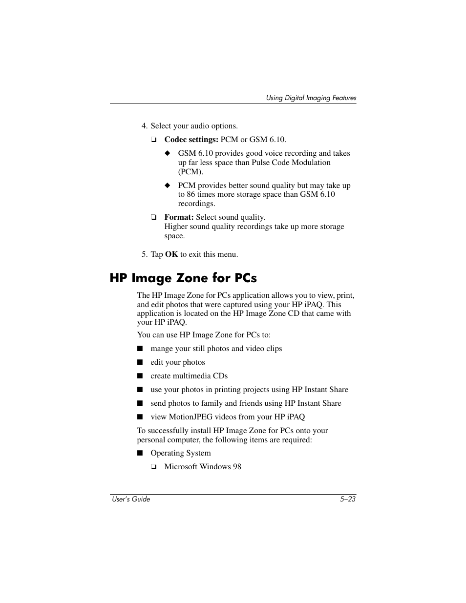 Hp image zone for pcs, Hp image zone for pcs –23 | HP rx3000 Series User Manual | Page 79 / 301