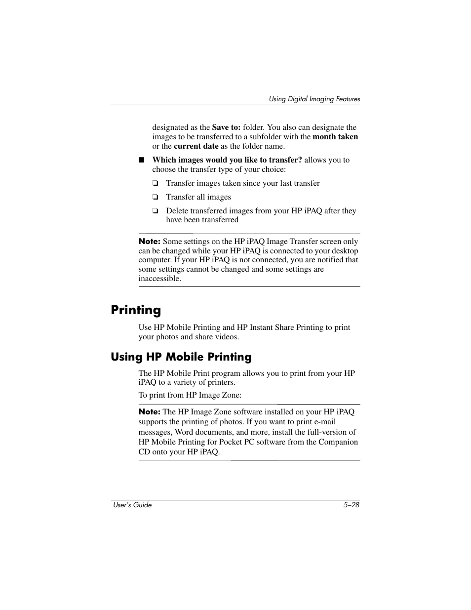 Printing, Using hp mobile printing, Printing –28 | Using hp mobile printing –28 | HP rx3000 Series User Manual | Page 84 / 301