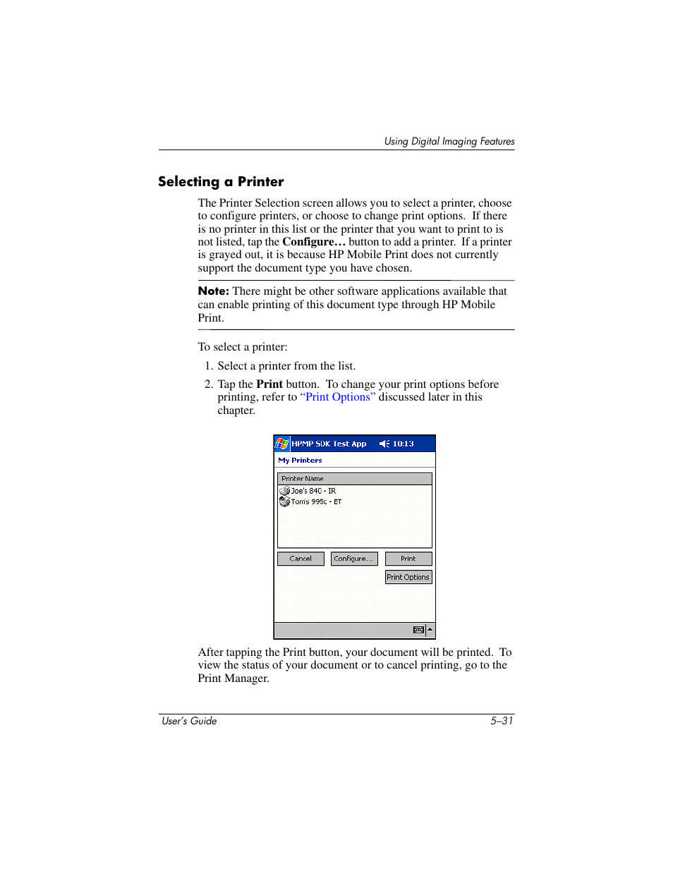 Selecting a printer | HP rx3000 Series User Manual | Page 87 / 301