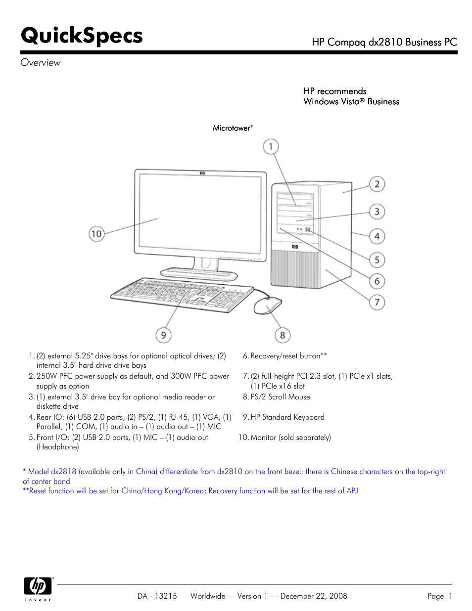 HP COMPAQ DX2810 User Manual | 29 pages