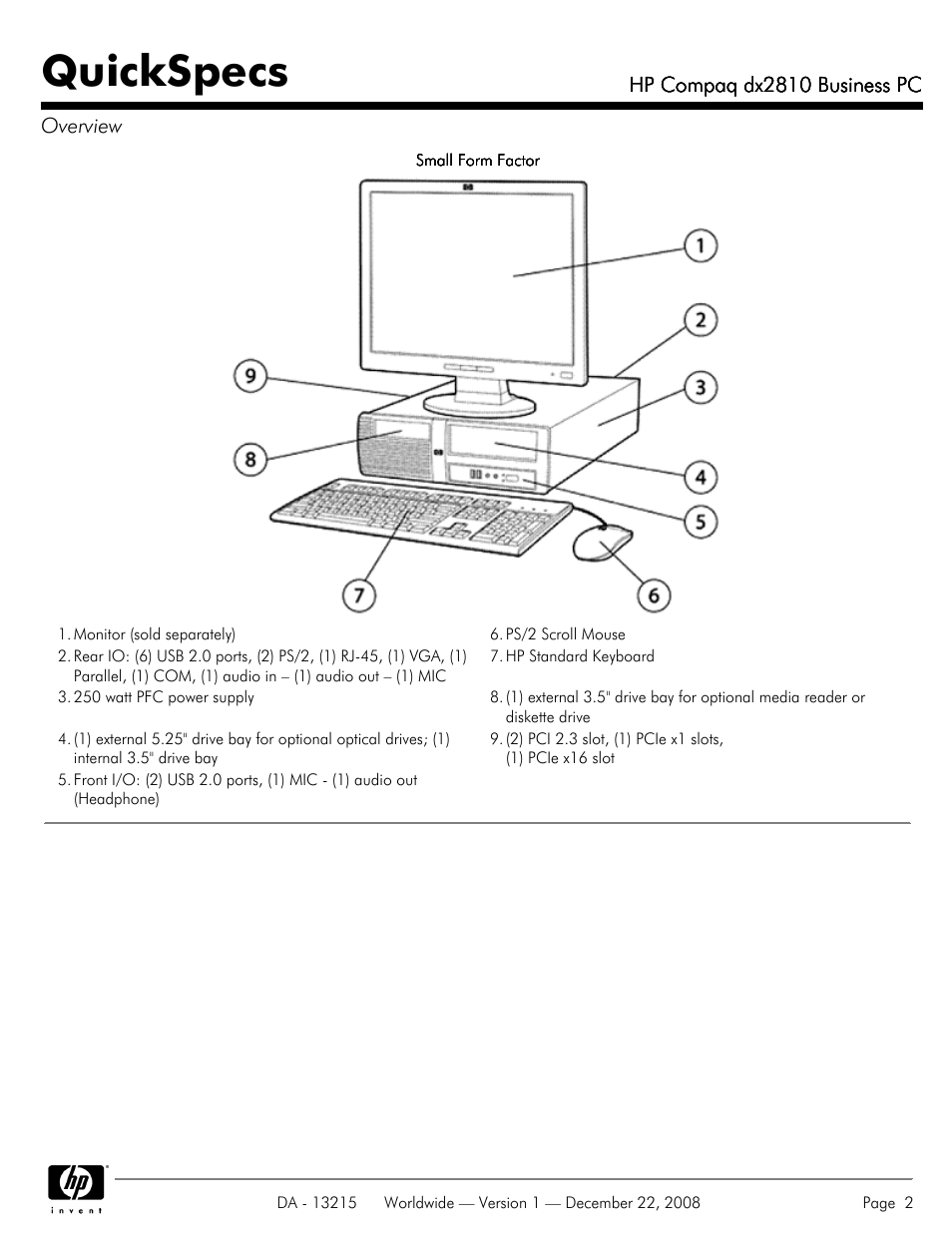 Quickspecs | HP COMPAQ DX2810 User Manual | Page 2 / 29