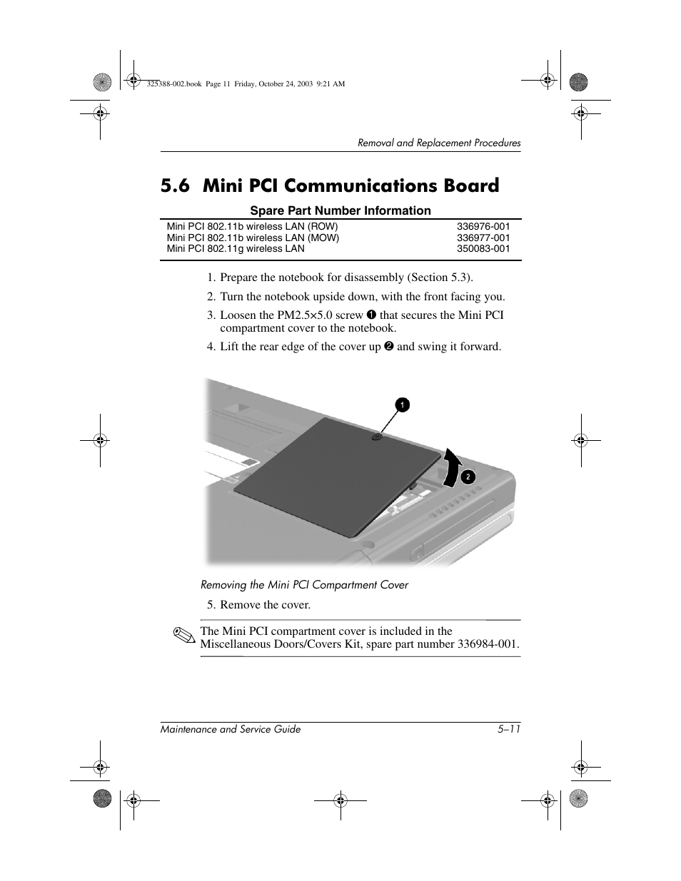 6 mini pci communications board, 6 mini pci communications board –11 | HP zt3000 User Manual | Page 101 / 186
