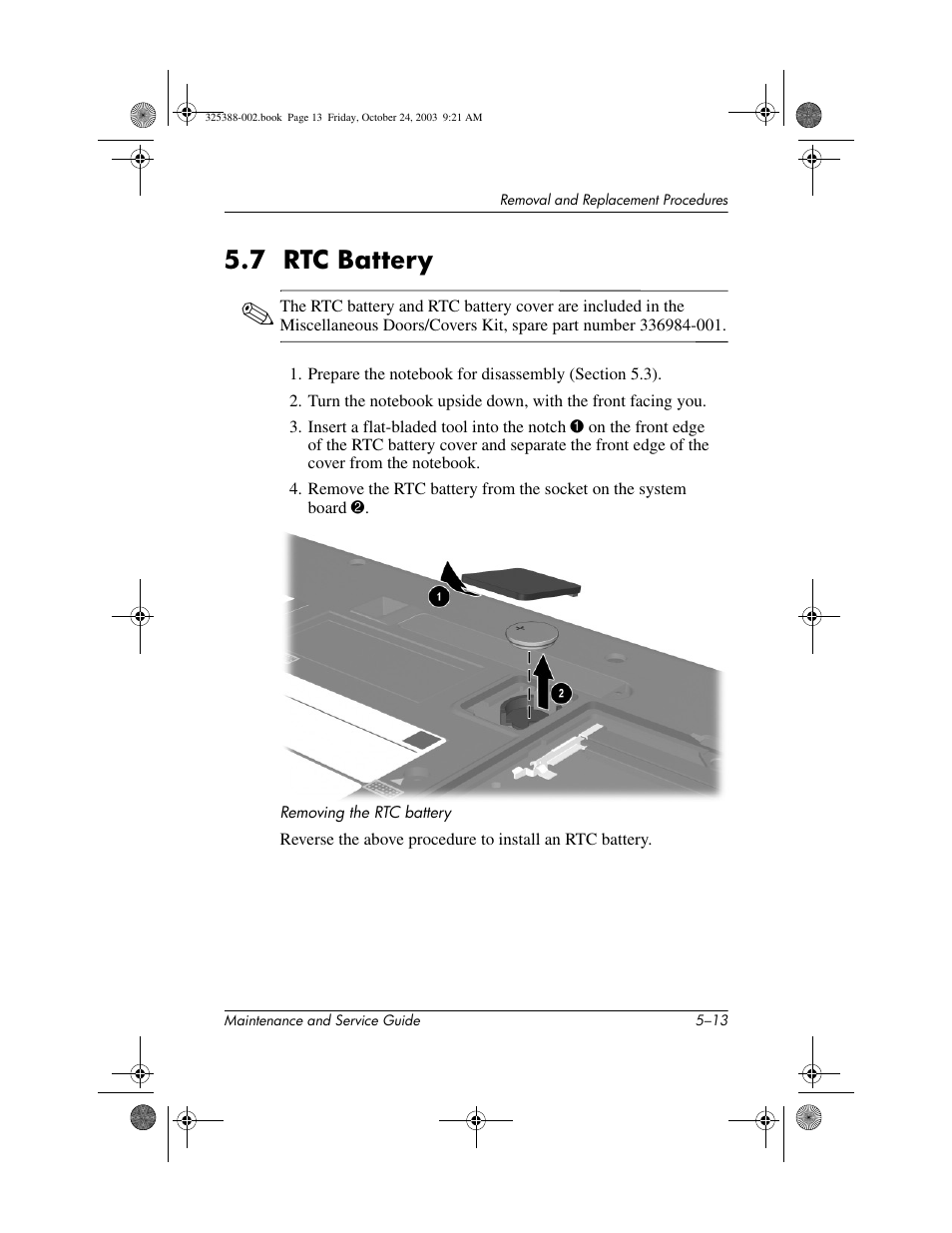 7 rtc battery, 7 rtc battery –13 | HP zt3000 User Manual | Page 103 / 186