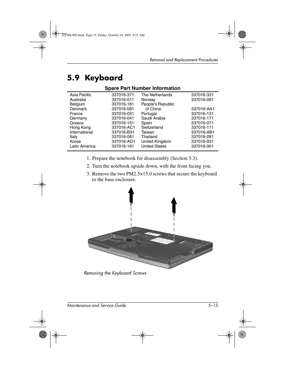 9 keyboard, 9 keyboard –15 | HP zt3000 User Manual | Page 105 / 186
