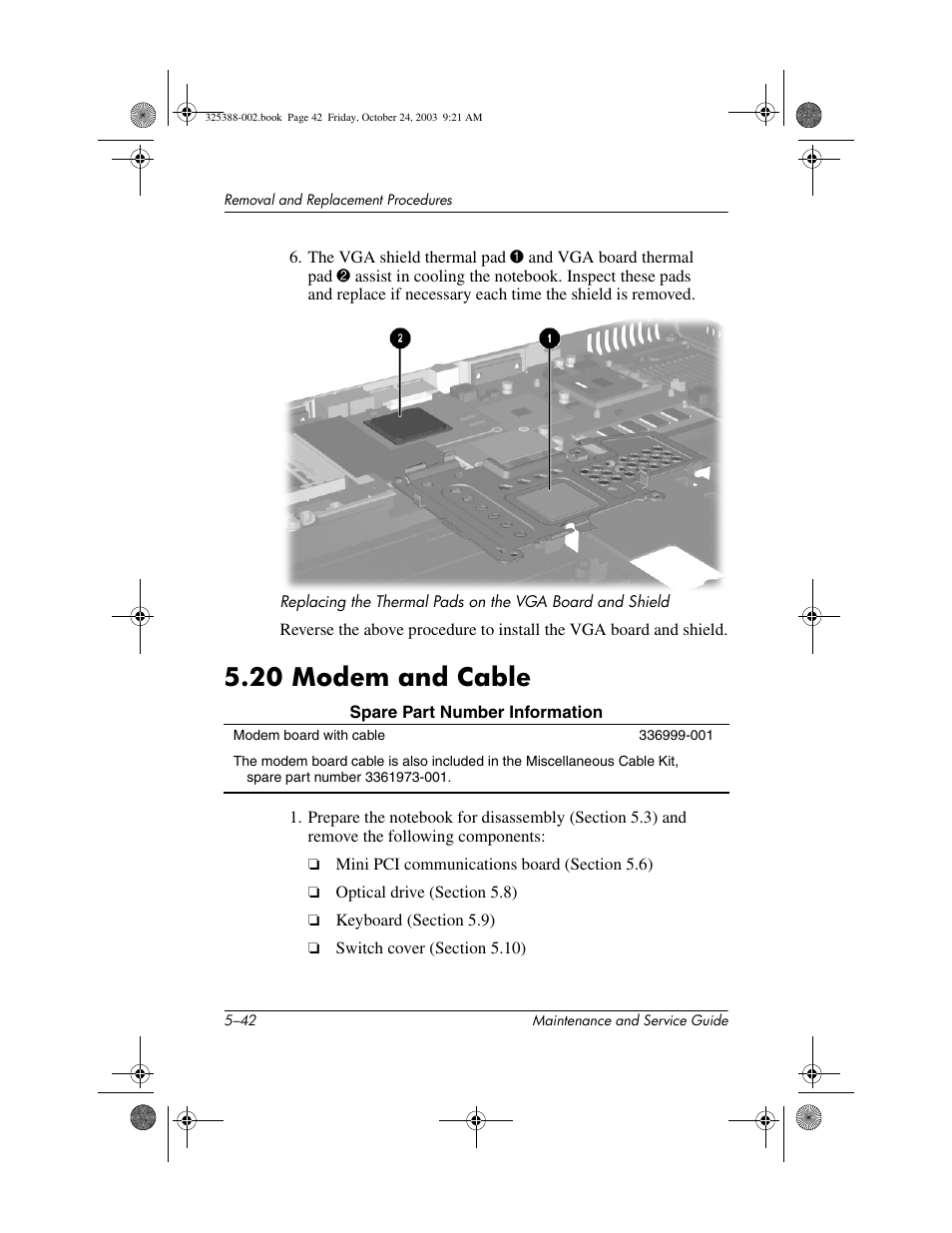 20 modem and cable, 20 modem and cable –42 | HP zt3000 User Manual | Page 132 / 186