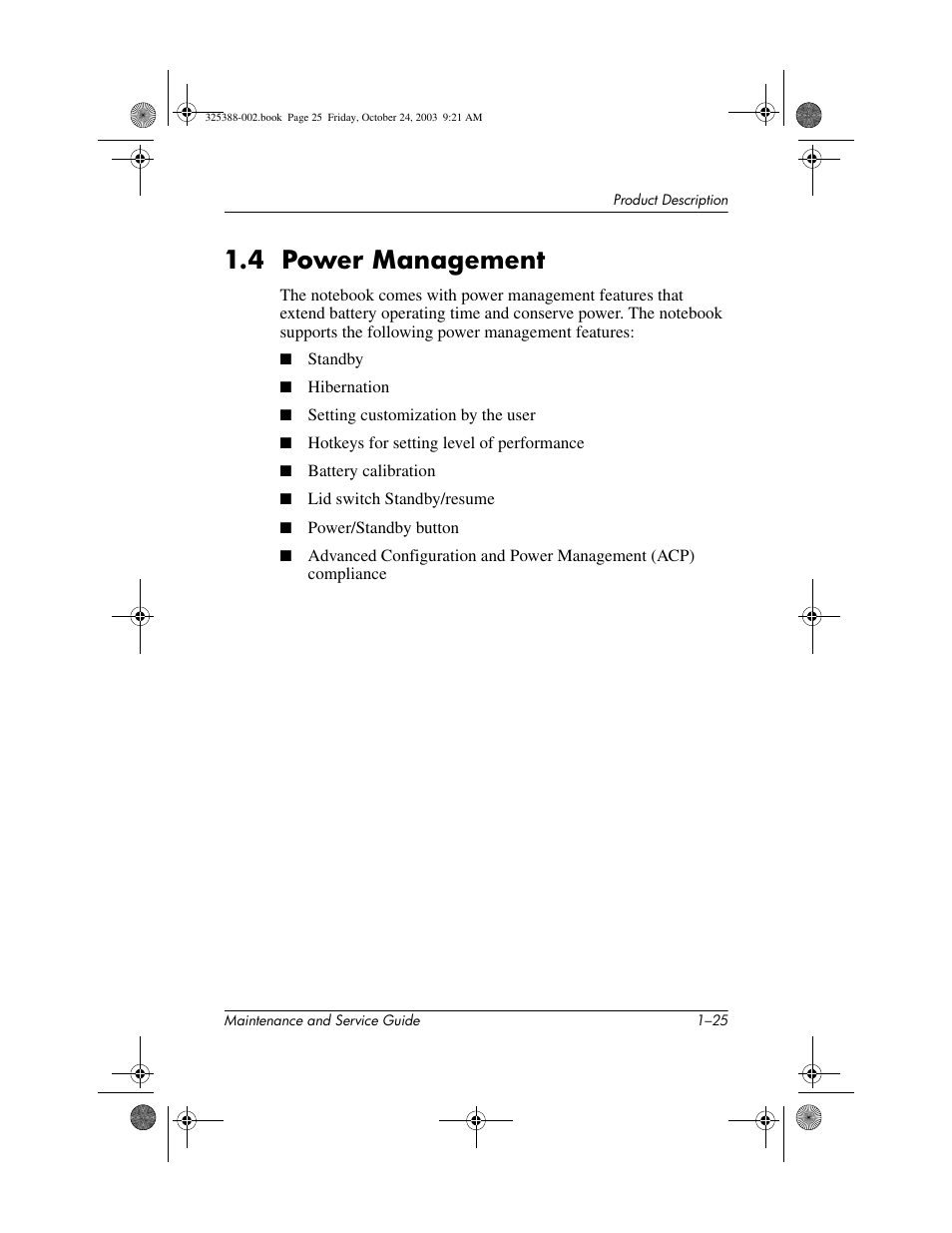 4 power management, 4 power management –25 | HP zt3000 User Manual | Page 30 / 186