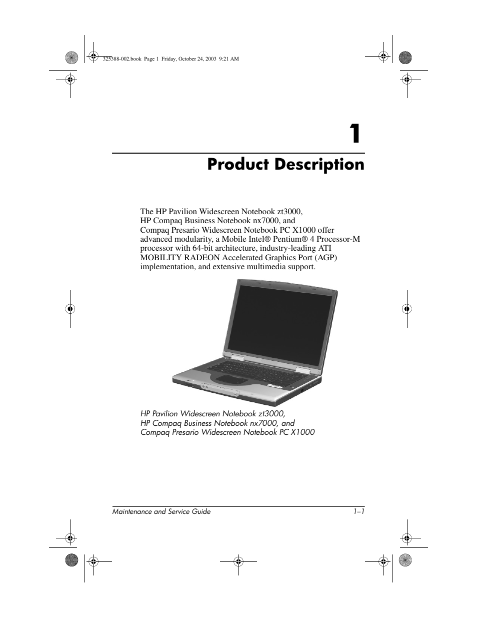 Product description, 1 product description | HP zt3000 User Manual | Page 6 / 186