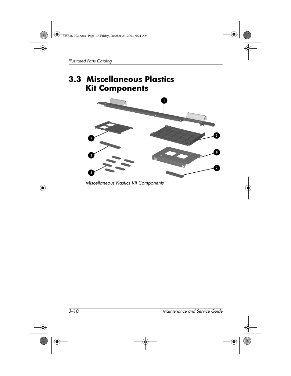 3 miscellaneous plastics kit components, 3 miscellaneous plastics kit components –10 | HP zt3000 User Manual | Page 77 / 186