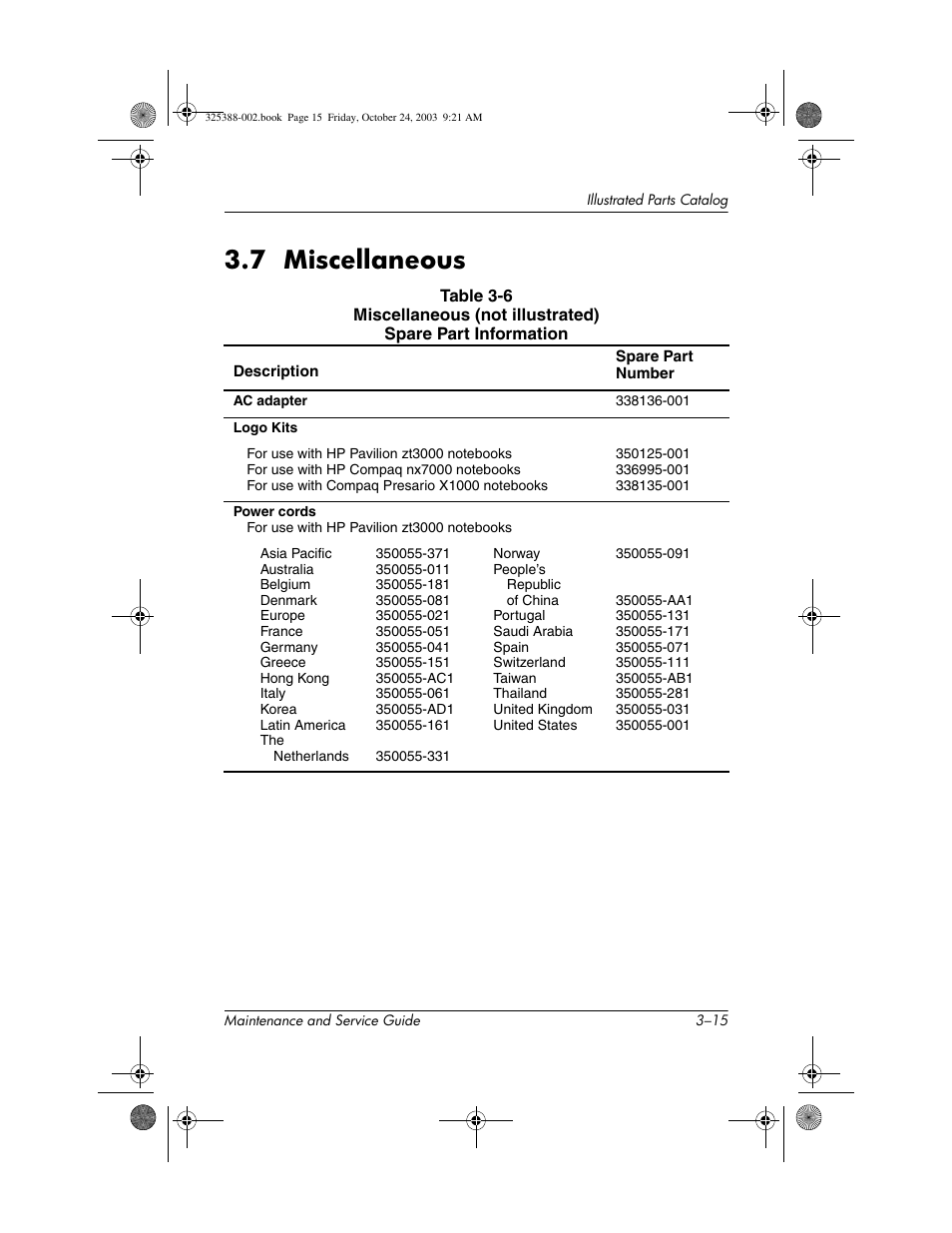 7 miscellaneous, 7 miscellaneous –15 | HP zt3000 User Manual | Page 82 / 186