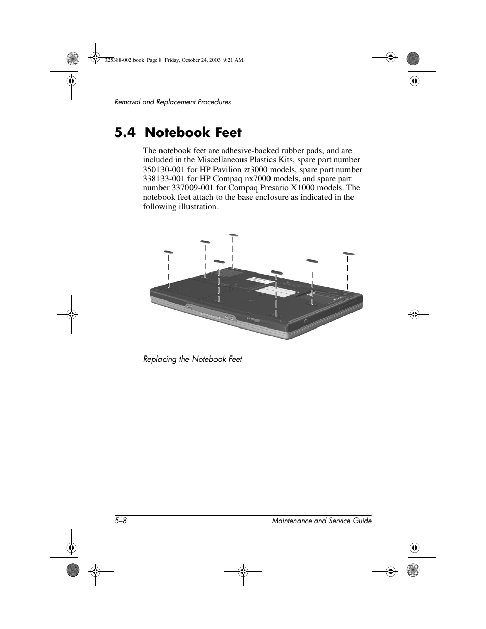 4 notebook feet, 4 notebook feet –8 | HP zt3000 User Manual | Page 98 / 186