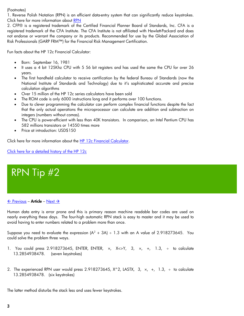 Rpn tip #2, Read more, Next æ | HP Calculators by HP User Manual | Page 3 / 9