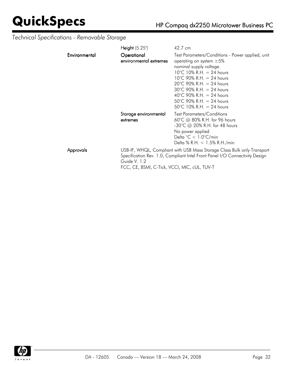 Quickspecs, Hp compaq dx2250 microtower business pc | HP DX2250 User Manual | Page 32 / 36