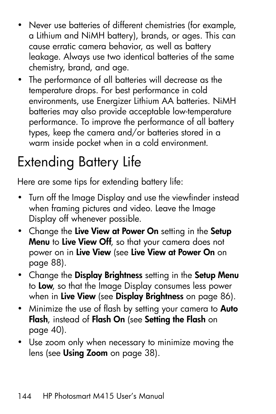Extending battery life, See extending battery life on | HP M415 User Manual | Page 144 / 178