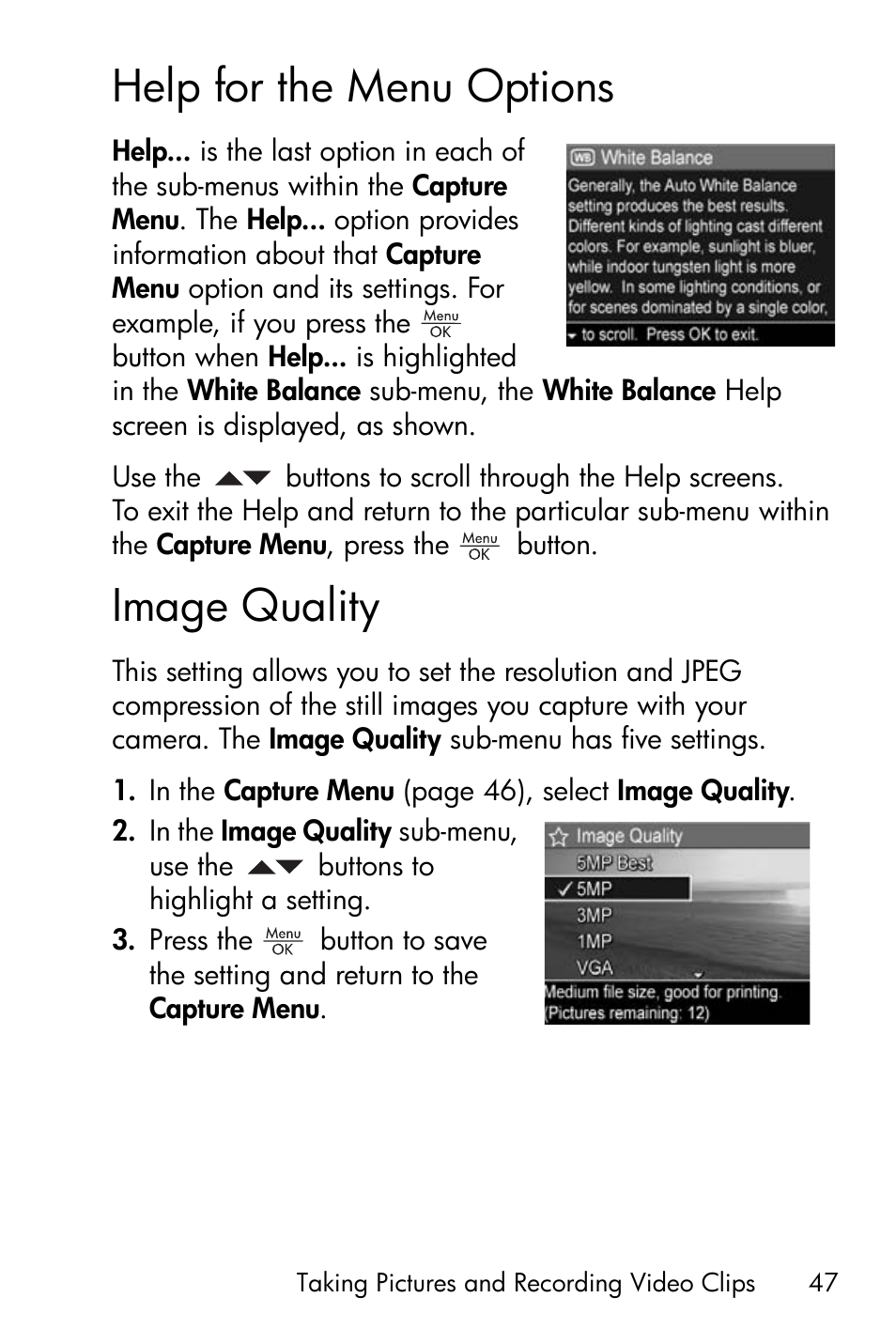 Help for the menu options, Image quality | HP M415 User Manual | Page 47 / 178