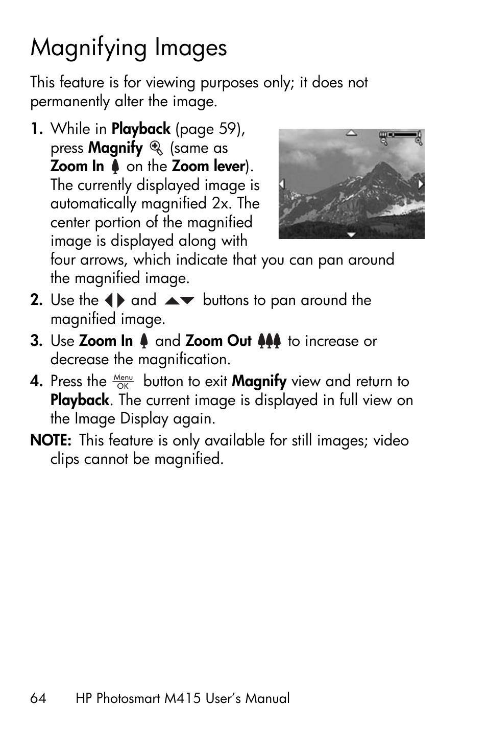 Magnifying images | HP M415 User Manual | Page 64 / 178