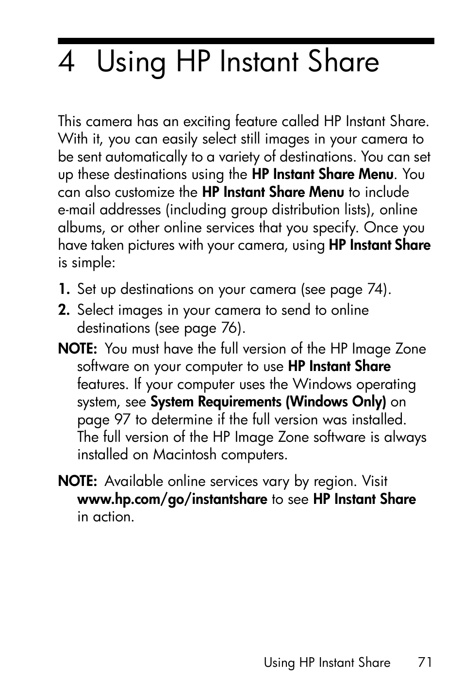 Using hp instant share, Ee using, Using | 4 using hp instant share | HP M415 User Manual | Page 71 / 178