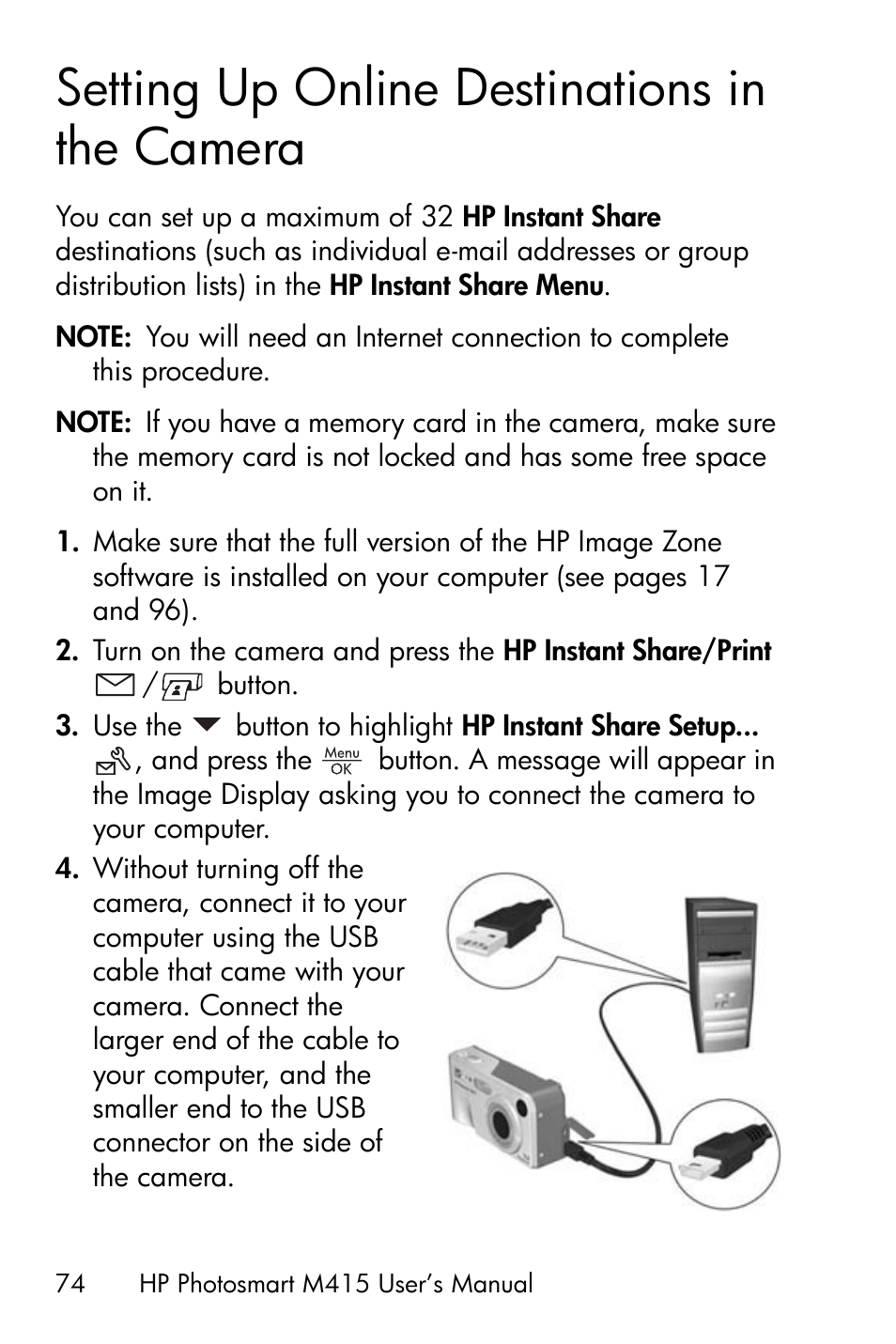 Setting up online destinations in the camera, See setting up online destinations in the camera, Setting up online destinations in the camera on | See setting up online destinations in the | HP M415 User Manual | Page 74 / 178