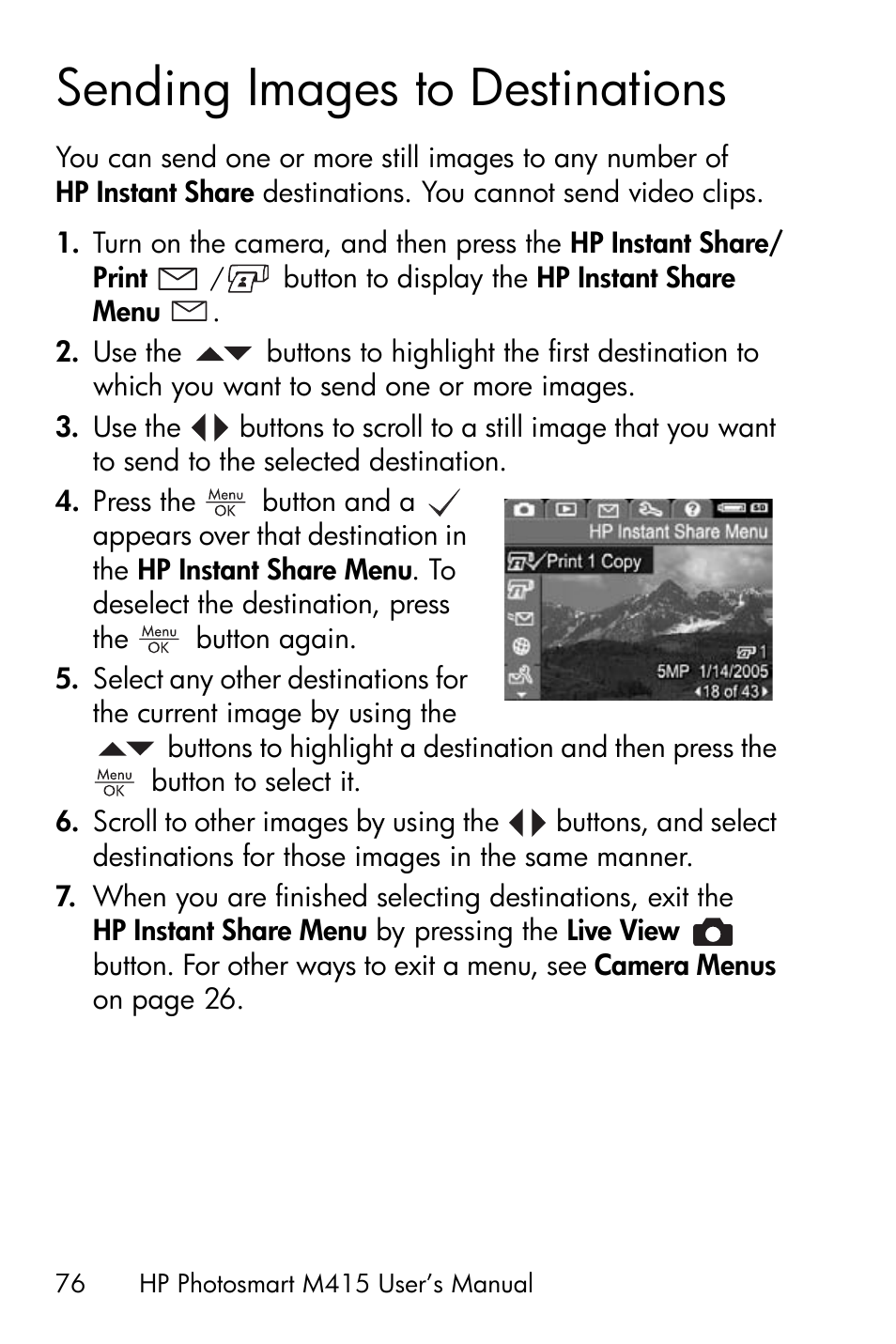 Sending images to destinations, See sending | HP M415 User Manual | Page 76 / 178