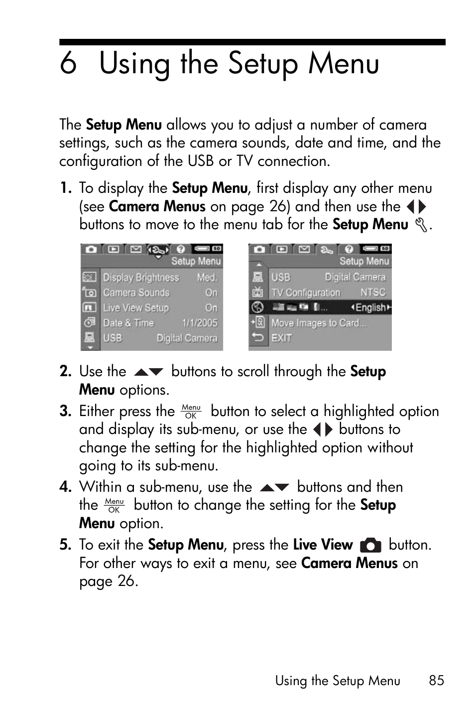 Using the setup menu, Chapter 6, 6 using the setup menu | HP M415 User Manual | Page 85 / 178