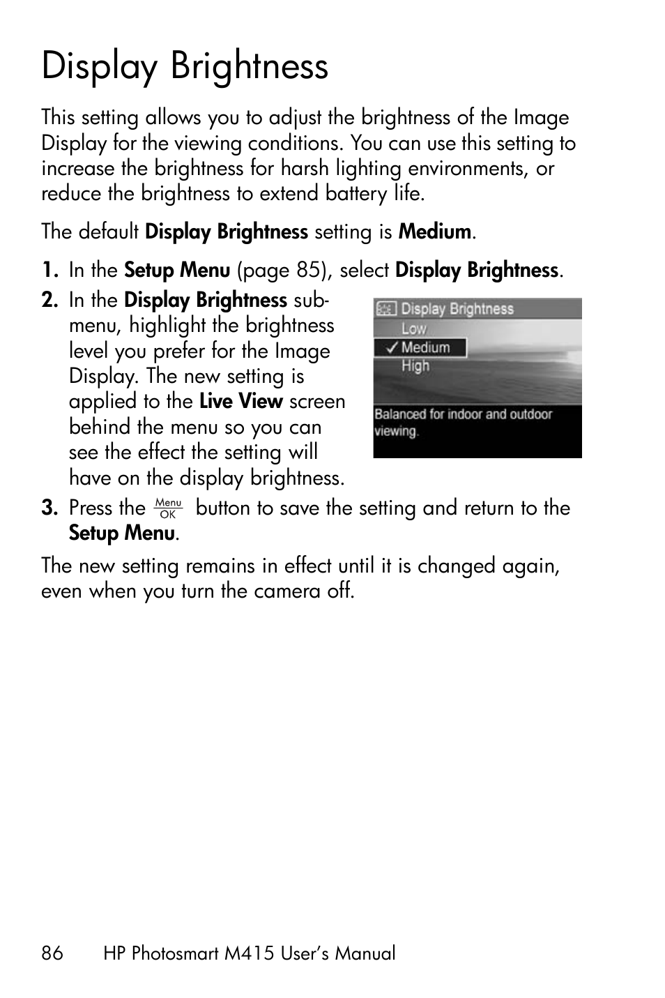 Display brightness | HP M415 User Manual | Page 86 / 178