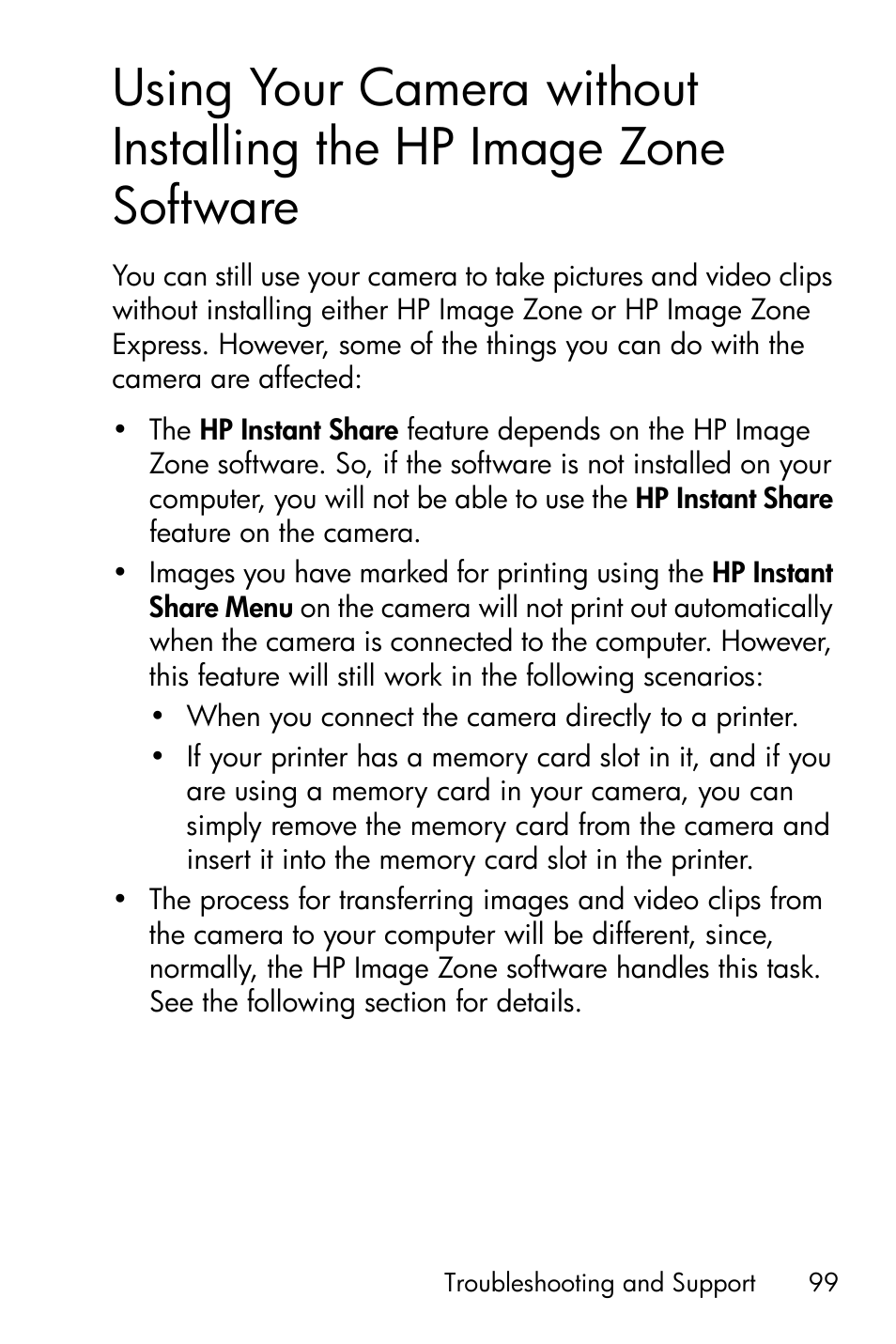 Using your camera without, Installing the hp image zone software, Ee using your camera | Without installing the hp image zone software on, Using your camera | HP M415 User Manual | Page 99 / 178