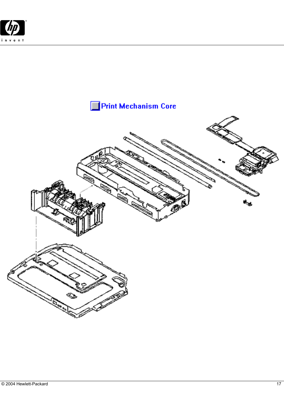 Deskjet 2000cse, Hp parts reference guide, Print mechanism (core) | HP 2000CSE User Manual | Page 17 / 21