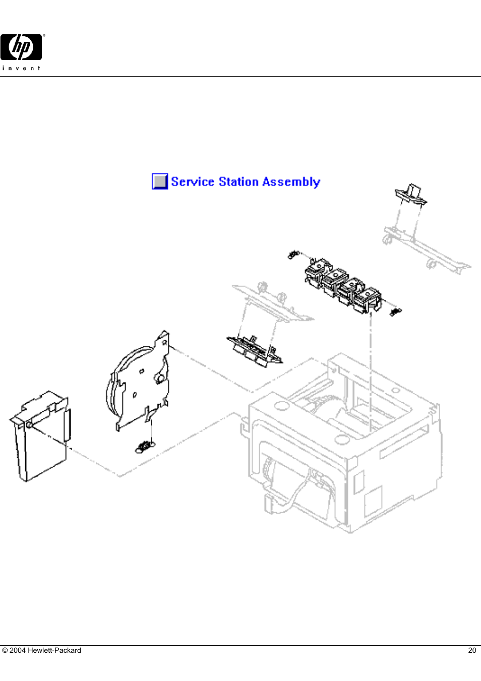 Deskjet 2000cse, Hp parts reference guide, Service station assembly | HP 2000CSE User Manual | Page 20 / 21