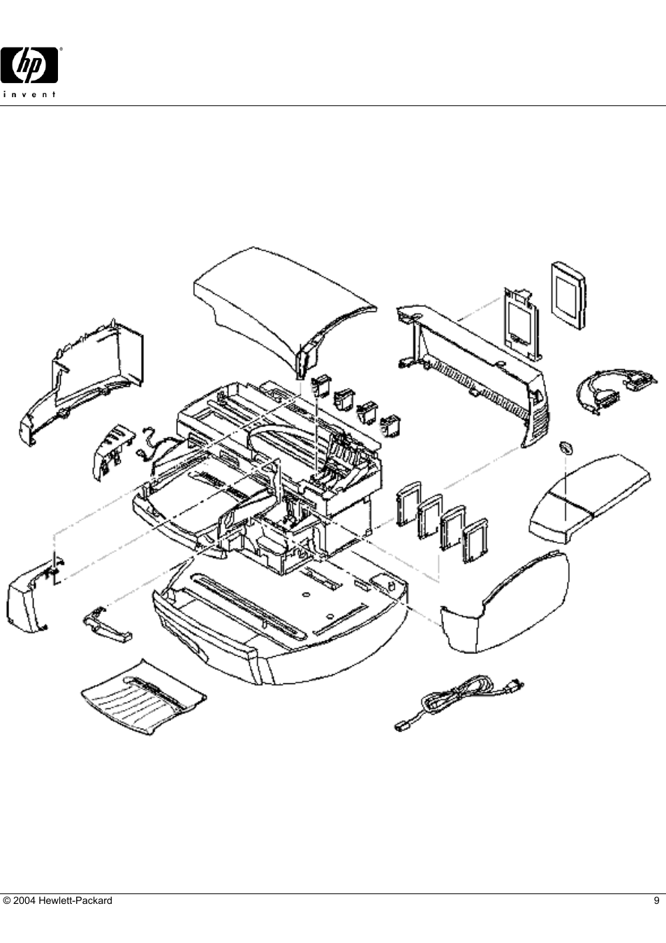 Deskjet 2000cse, Hp parts reference guide, Main assembly locator | HP 2000CSE User Manual | Page 9 / 21