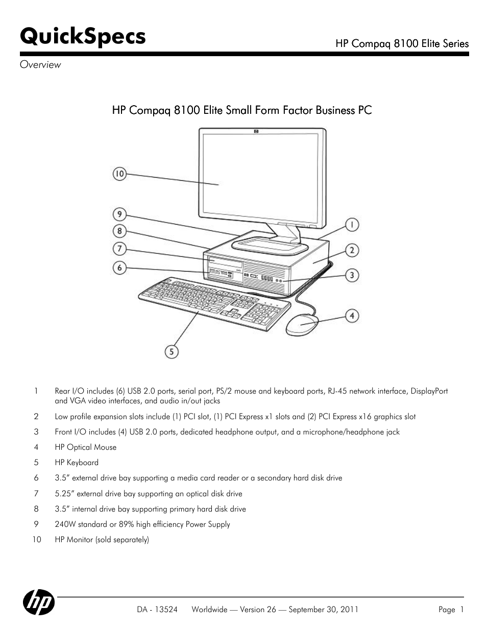 HP COMPAQ 8100 User Manual | 65 pages