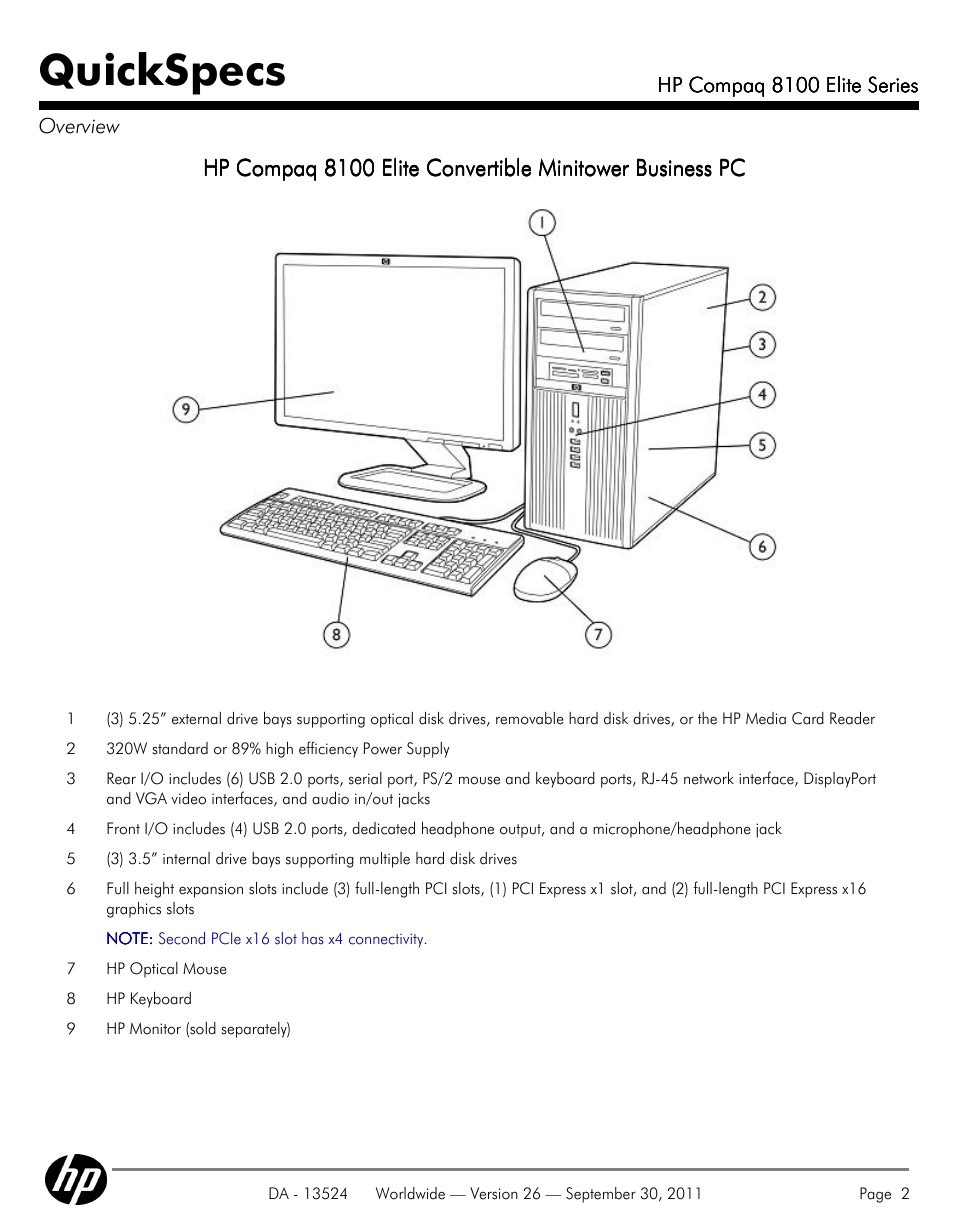 Quickspecs | HP COMPAQ 8100 User Manual | Page 2 / 65