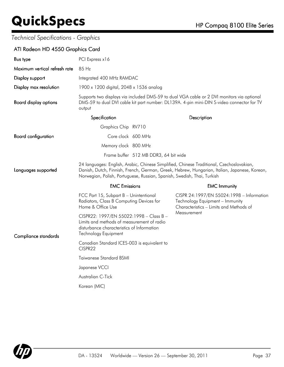 Quickspecs | HP COMPAQ 8100 User Manual | Page 37 / 65