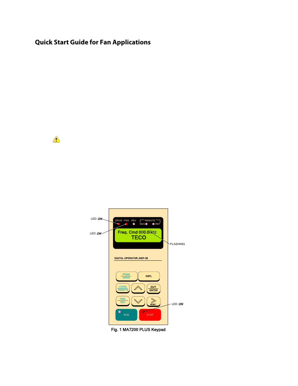 Quick start guide for fan applications, Step 1, Step 2 | Step 3, Safety first, Before starting the inverter, Apply power to the drive, Set drive to run mode, Teco | HP Teco MA7200 Plus User Manual | Page 2 / 12