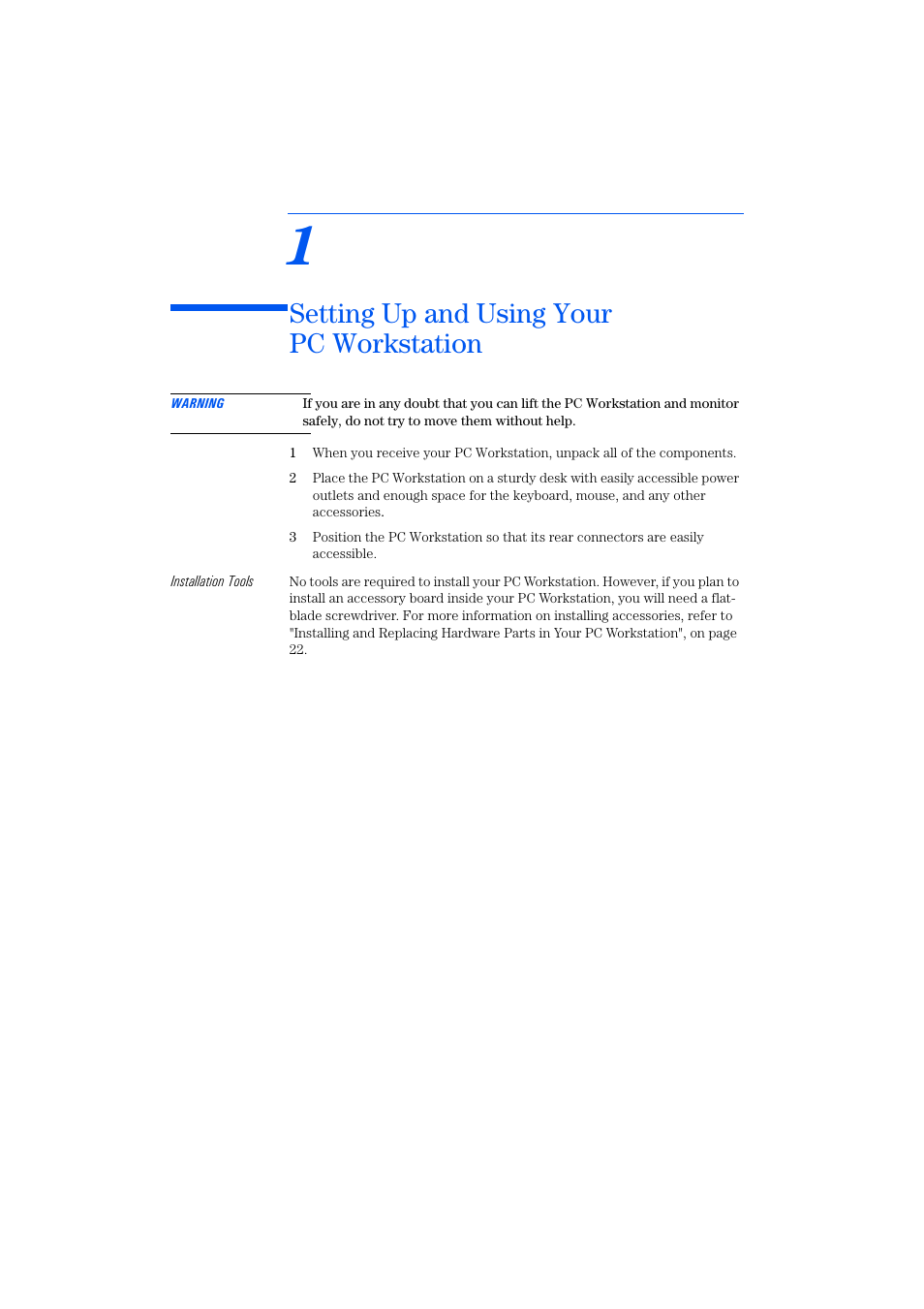1 setting up and using your pcworkstation, 1 setting up and using your pc workstation, Setting up and using your pc workstation | HP KAYAK XM600 User Manual | Page 11 / 70