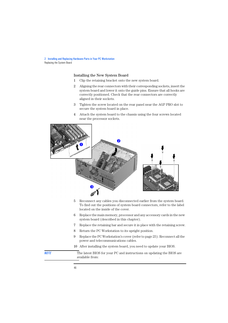 Installing the new system board | HP KAYAK XM600 User Manual | Page 46 / 70