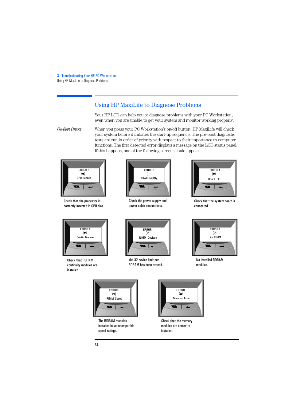 Using hp maxilife to diagnose problems, Pre-boot checks | HP KAYAK XM600 User Manual | Page 54 / 70