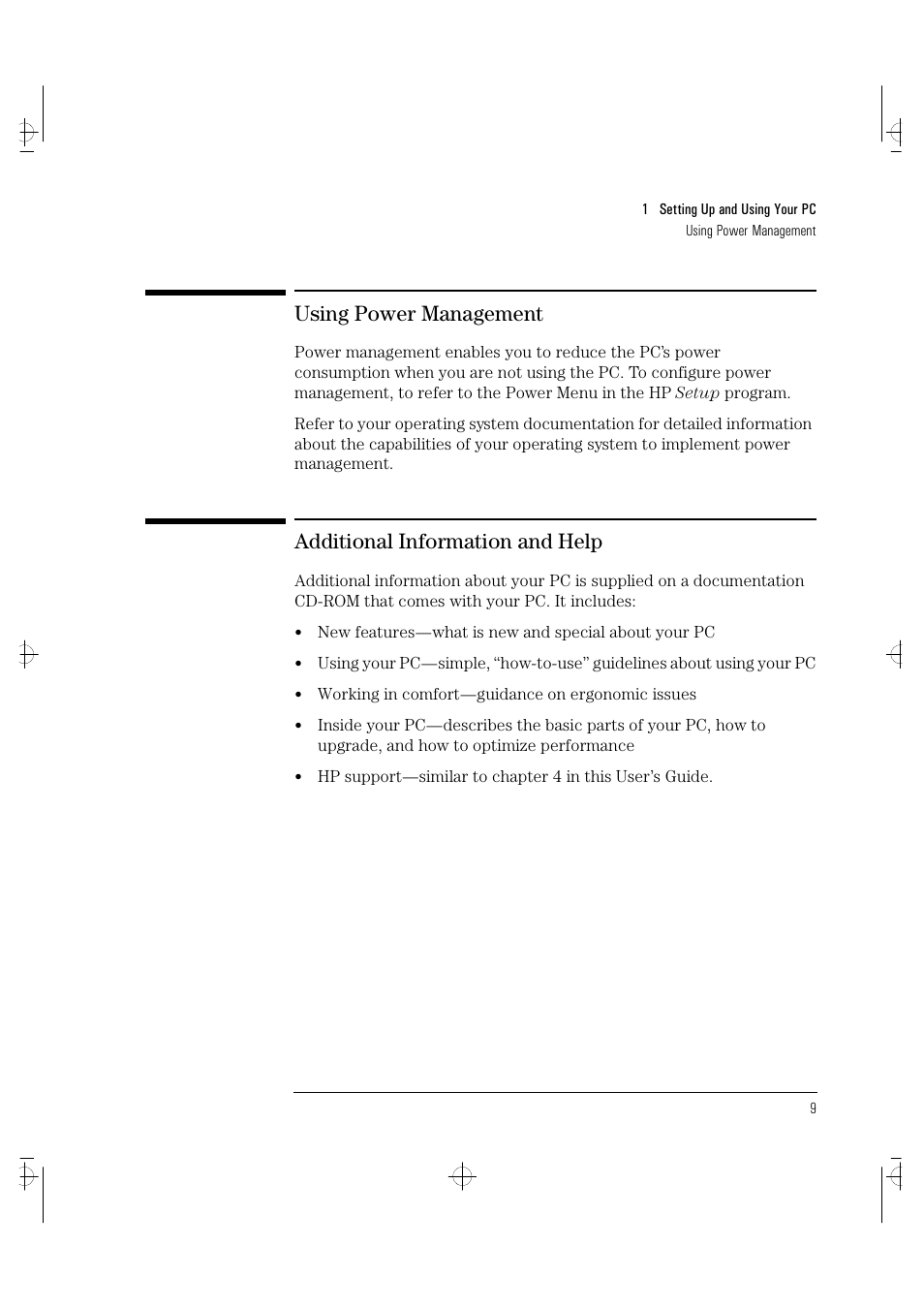 Using power management, Additional information and help | HP VECTRA VA 6/XXX User Manual | Page 17 / 88