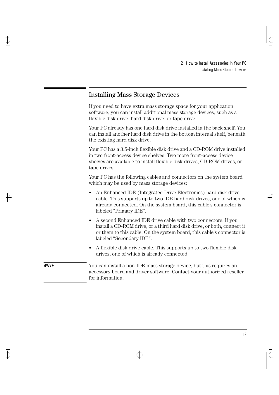 Installing mass storage devices | HP VECTRA VA 6/XXX User Manual | Page 27 / 88
