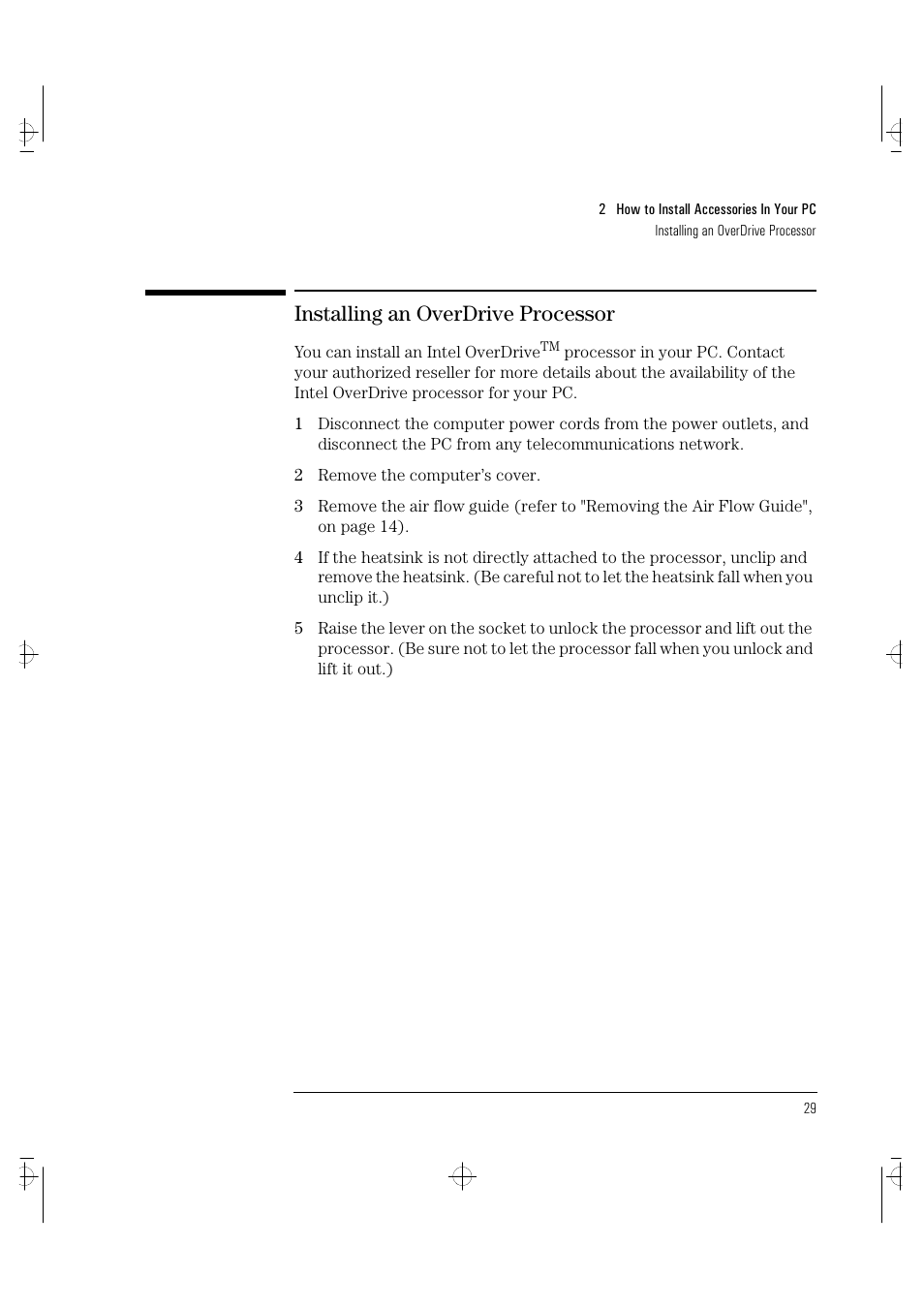Installing an overdrive processor | HP VECTRA VA 6/XXX User Manual | Page 37 / 88