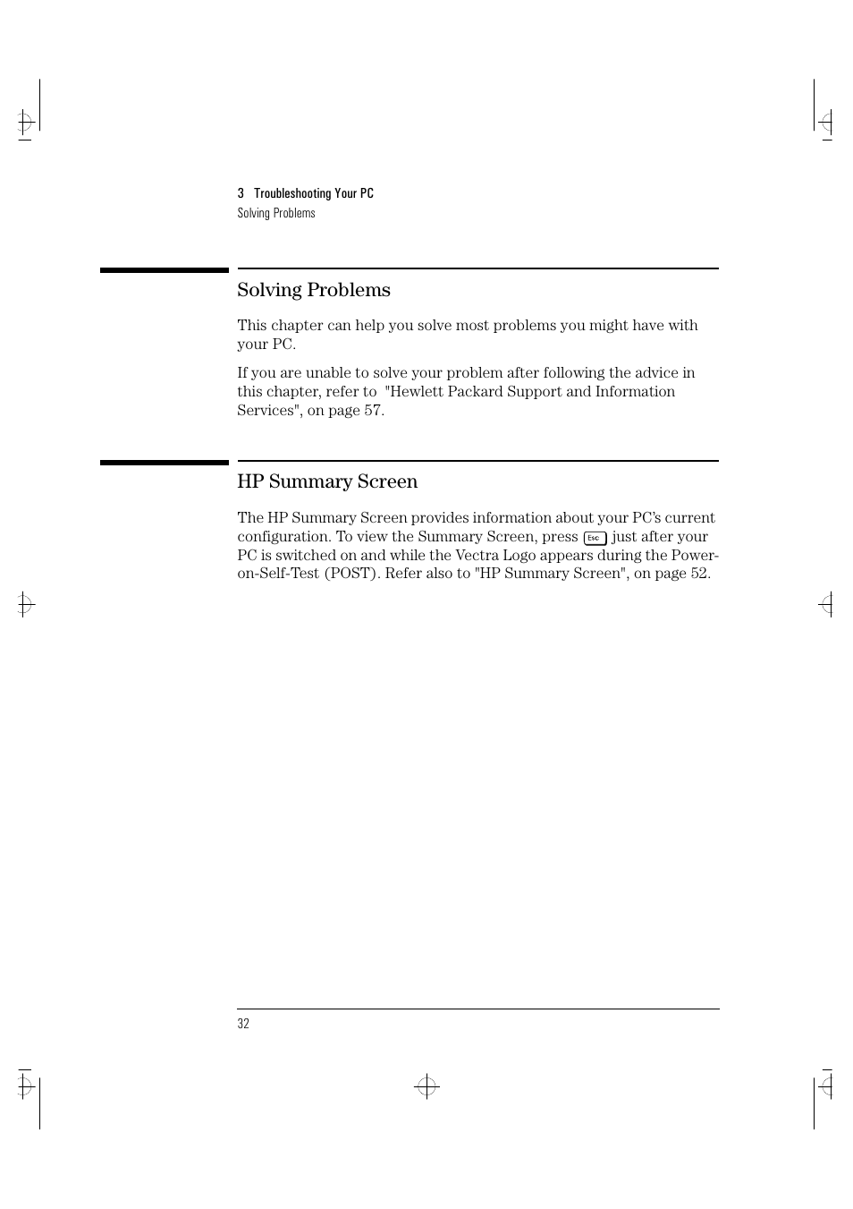 Solving problems, Hp summary screen | HP VECTRA VA 6/XXX User Manual | Page 40 / 88