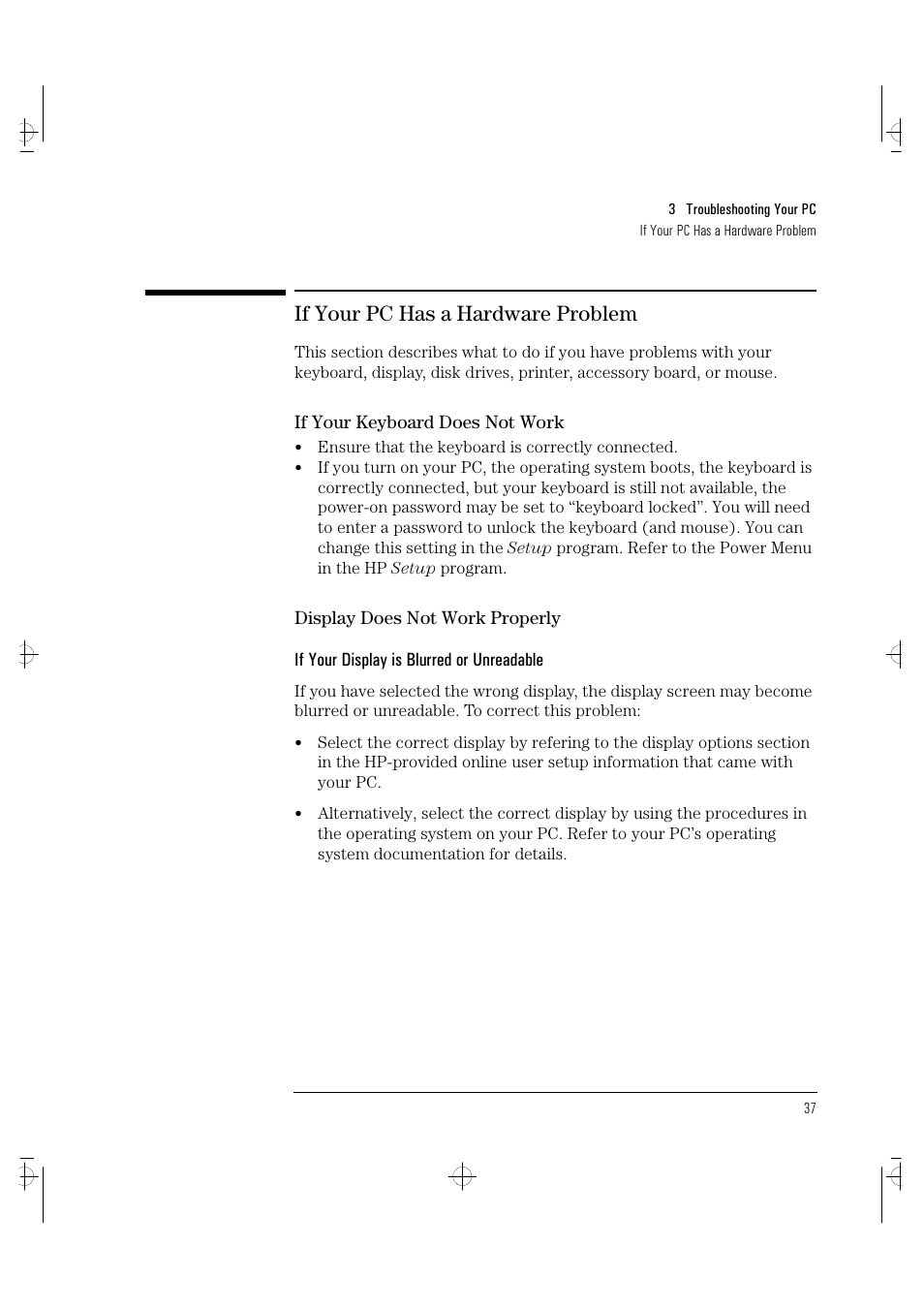 If your pc has a hardware problem | HP VECTRA VA 6/XXX User Manual | Page 45 / 88
