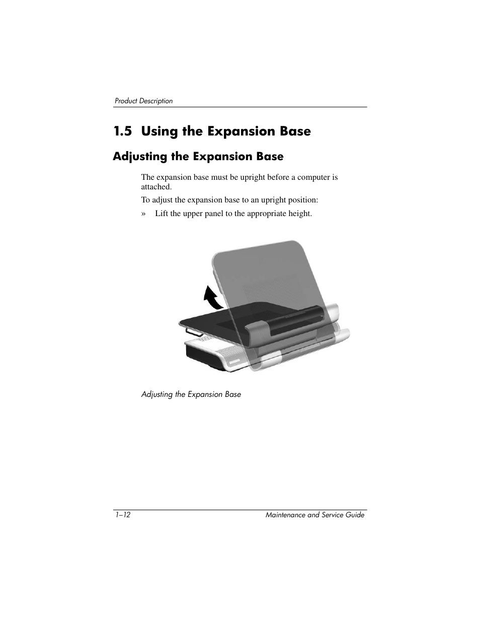 5 using the expansion base, Adjusting the expansion base, 5 using the expansion base –12 | HP XB3000 User Manual | Page 16 / 79