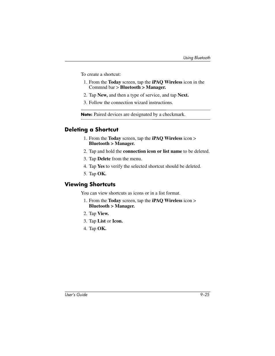 Deleting a shortcut, Viewing shortcuts | HP iPAQ hx4700 User Manual | Page 139 / 169
