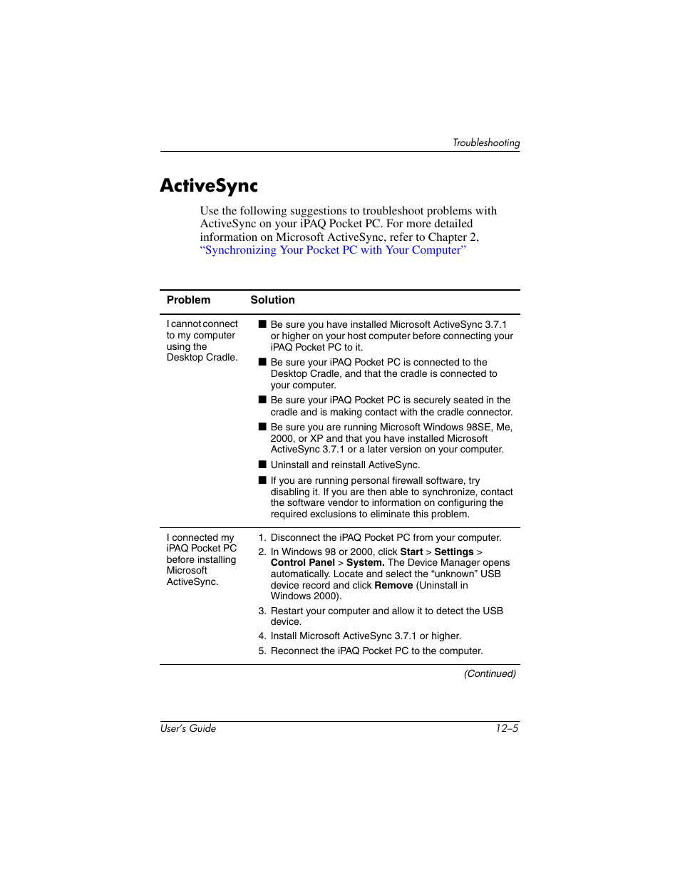 Activesync, Activesync –5 | HP iPAQ hx4700 User Manual | Page 152 / 169