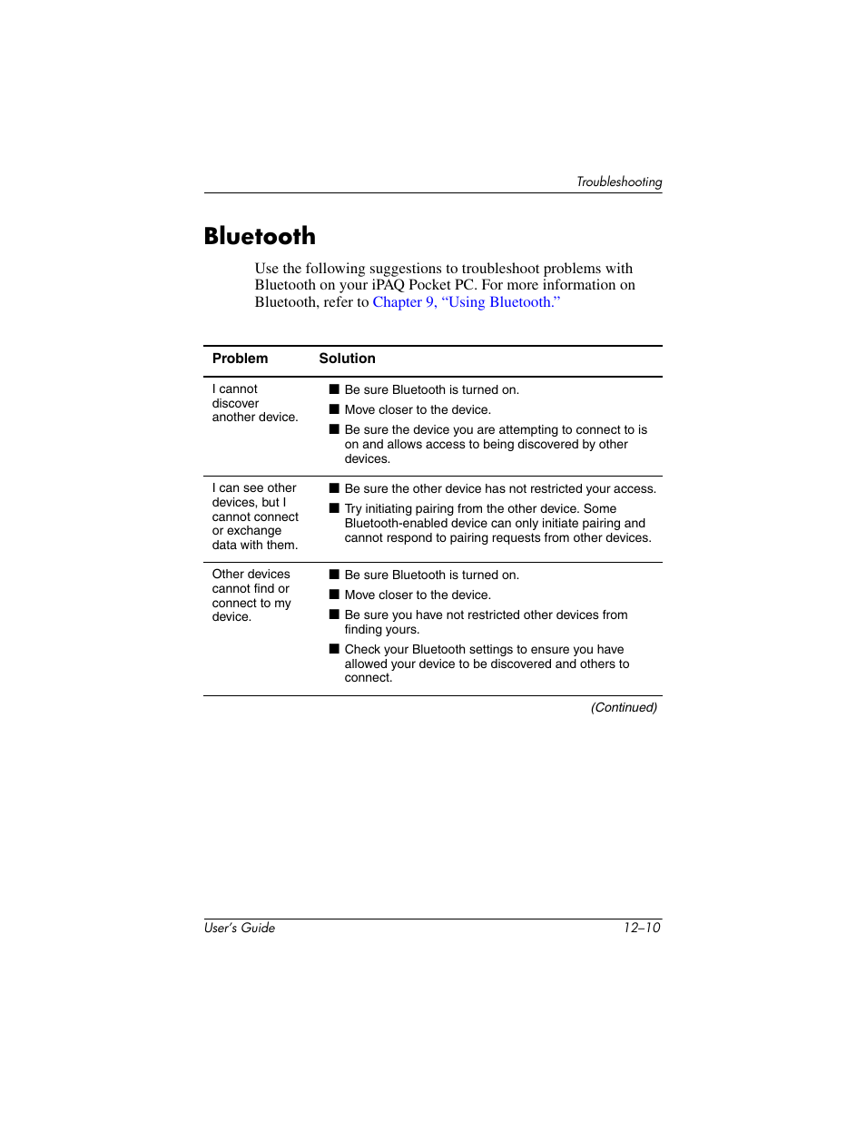 Bluetooth, Bluetooth –10 | HP iPAQ hx4700 User Manual | Page 157 / 169